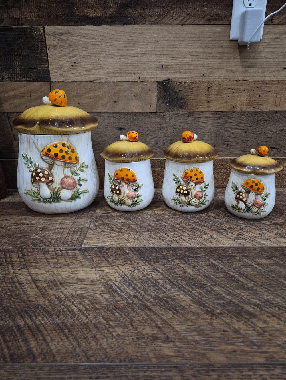 Vintage Sears Roebuck & Co Merry Mushroom Canister Set Of Four Kitschy Kitchen